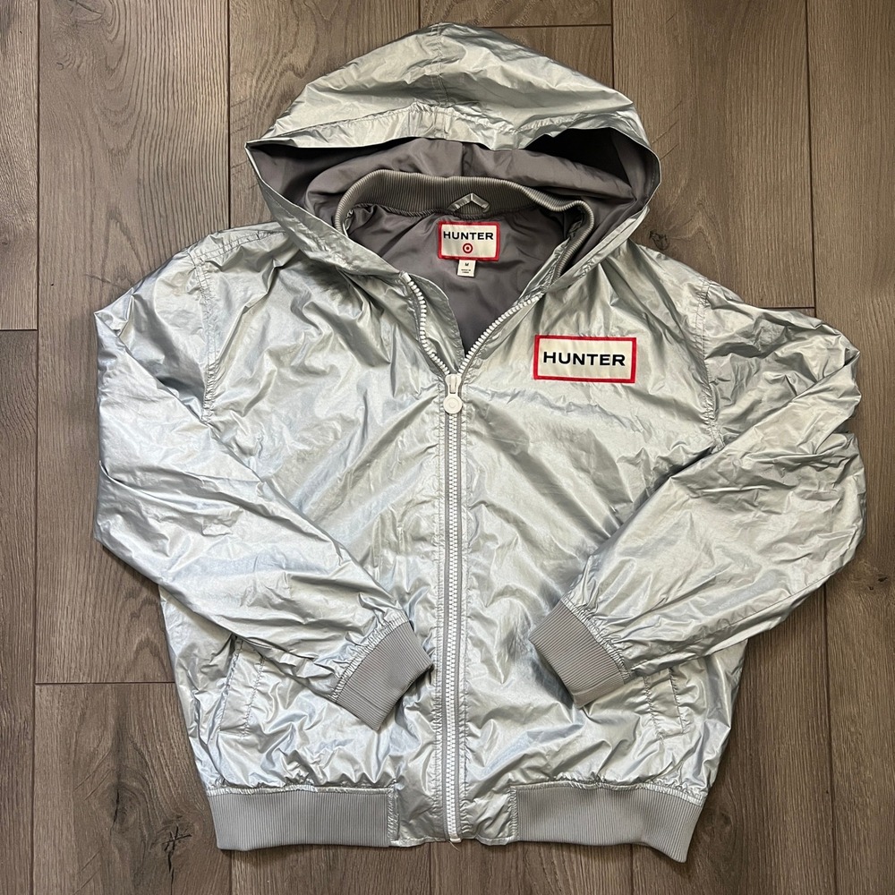 HUNTER x Target Metallic Silver windbreaker bomber jacket full zip Unisex Medium
